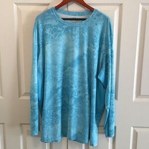 REALTREE Men’s Teal Aqua Print Fishing Shirt.